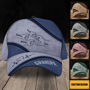 Outline Fist Bump Dad Grandpa Personalized Classic Cap