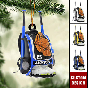 Personalized Baseball Bag Ornament, Gifts For Baseball Players - 2024 New Release