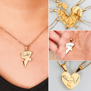 Friendship Puzzle Hearts - Personalized Heart Puzzle Name Necklace