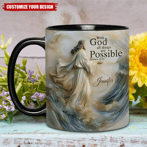 With God All Things Is Posible - Personalized Christian Black Mug