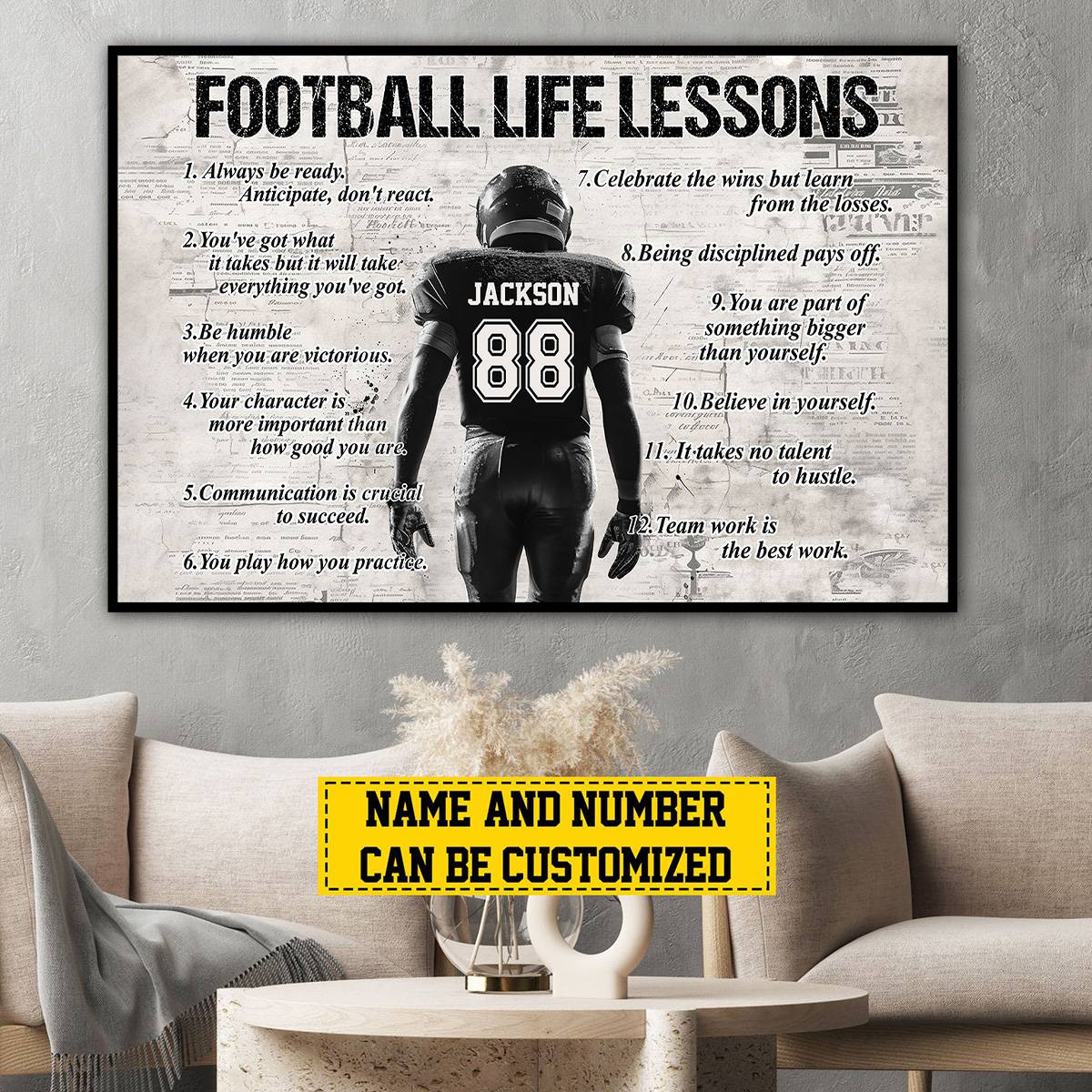 Gift For American Football Lover - Personalized American Football Life Lessons Poster