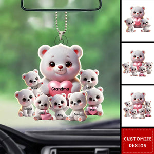 Personalized Grandma Bear Meaningful Car Ornament, Gift For Nana