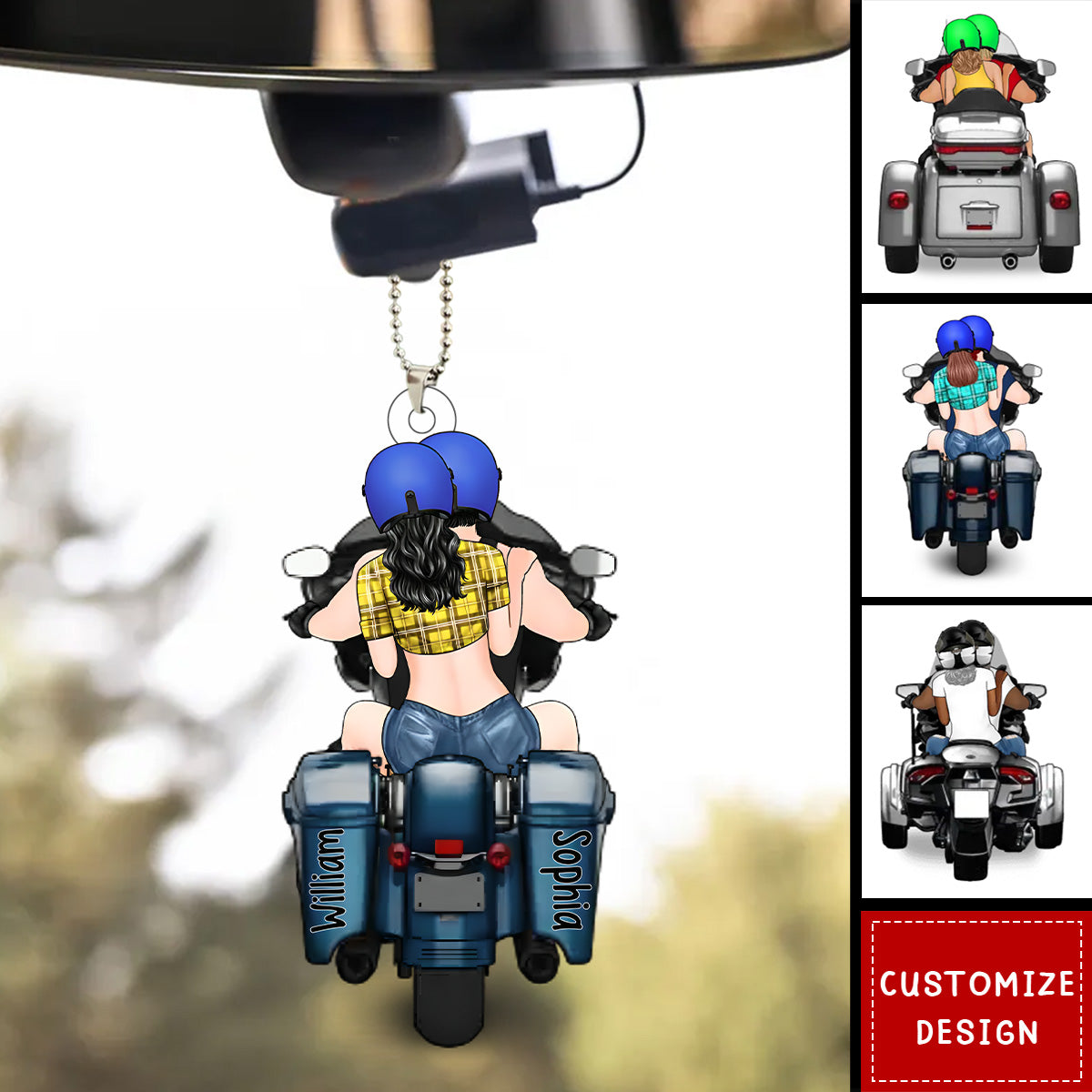 Personalized Motorcycle Lovers For Couples Acrylic Car Ornament-Gift For Motorcycle Lovers