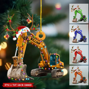 Personalized Excavator Christmas Ornament