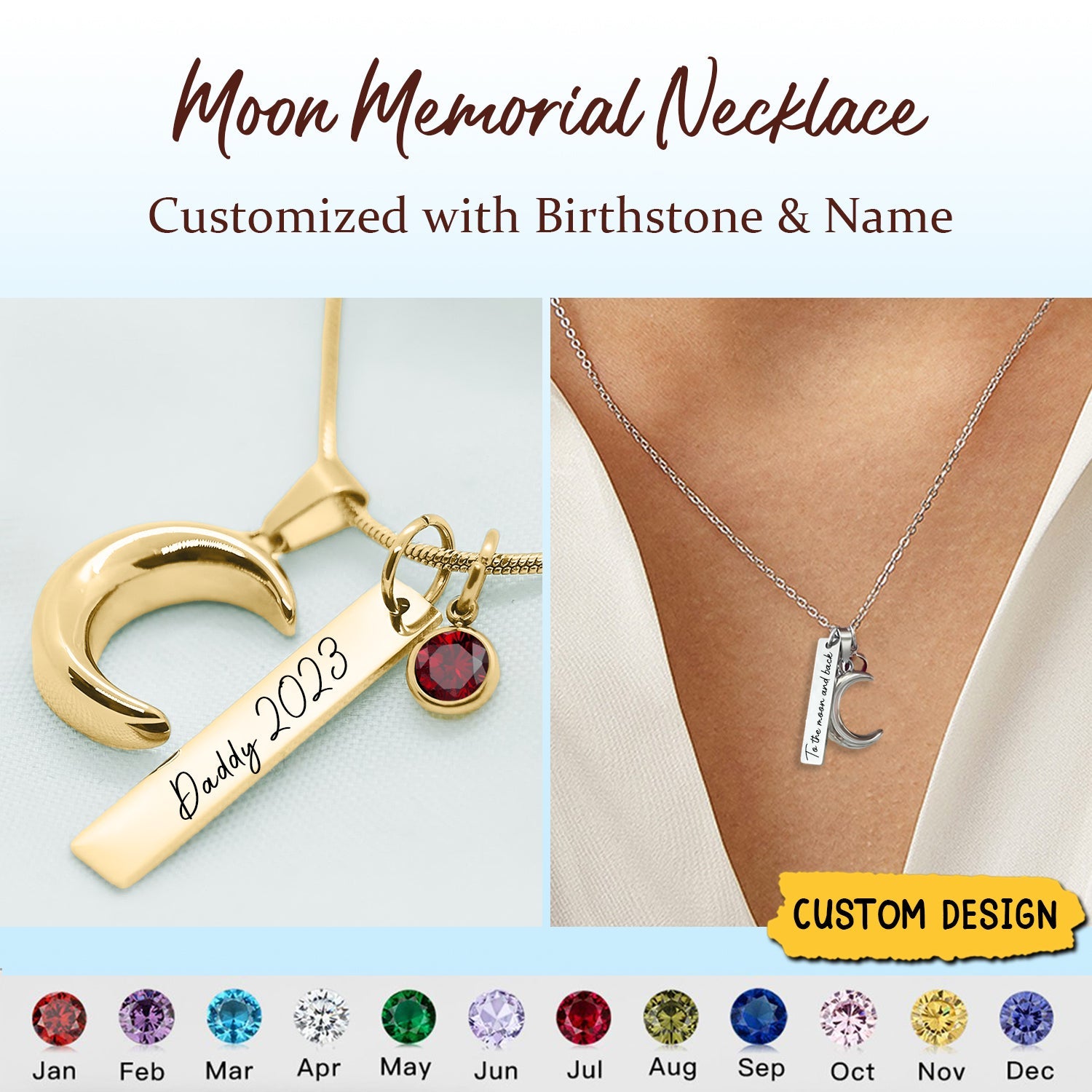 Crescent Moon Urn With Charm - Personalized Keepsake Necklace