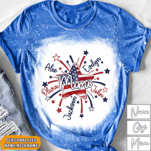 4th of July America Flag Star Grandma Mom Little Kids Personalized 3D T-shirt