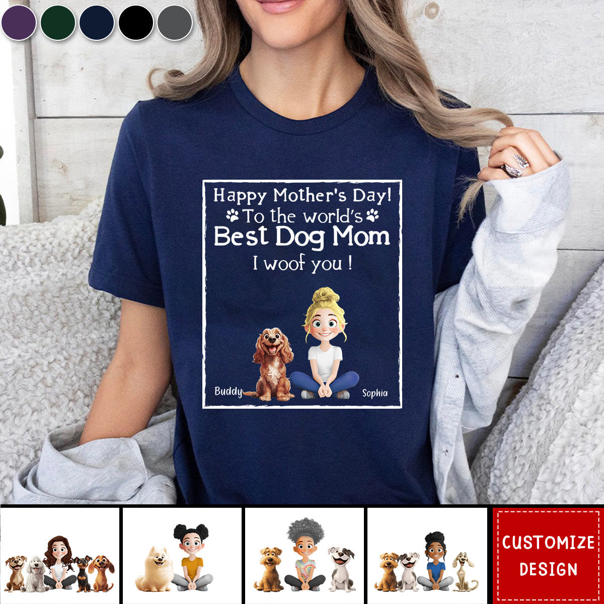 Woof Best Dog Mom - Personalized Unisex T-shirt