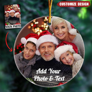 Custom Picture Christmas Ceramic Ornaments - Personalized Double-Sided Photo