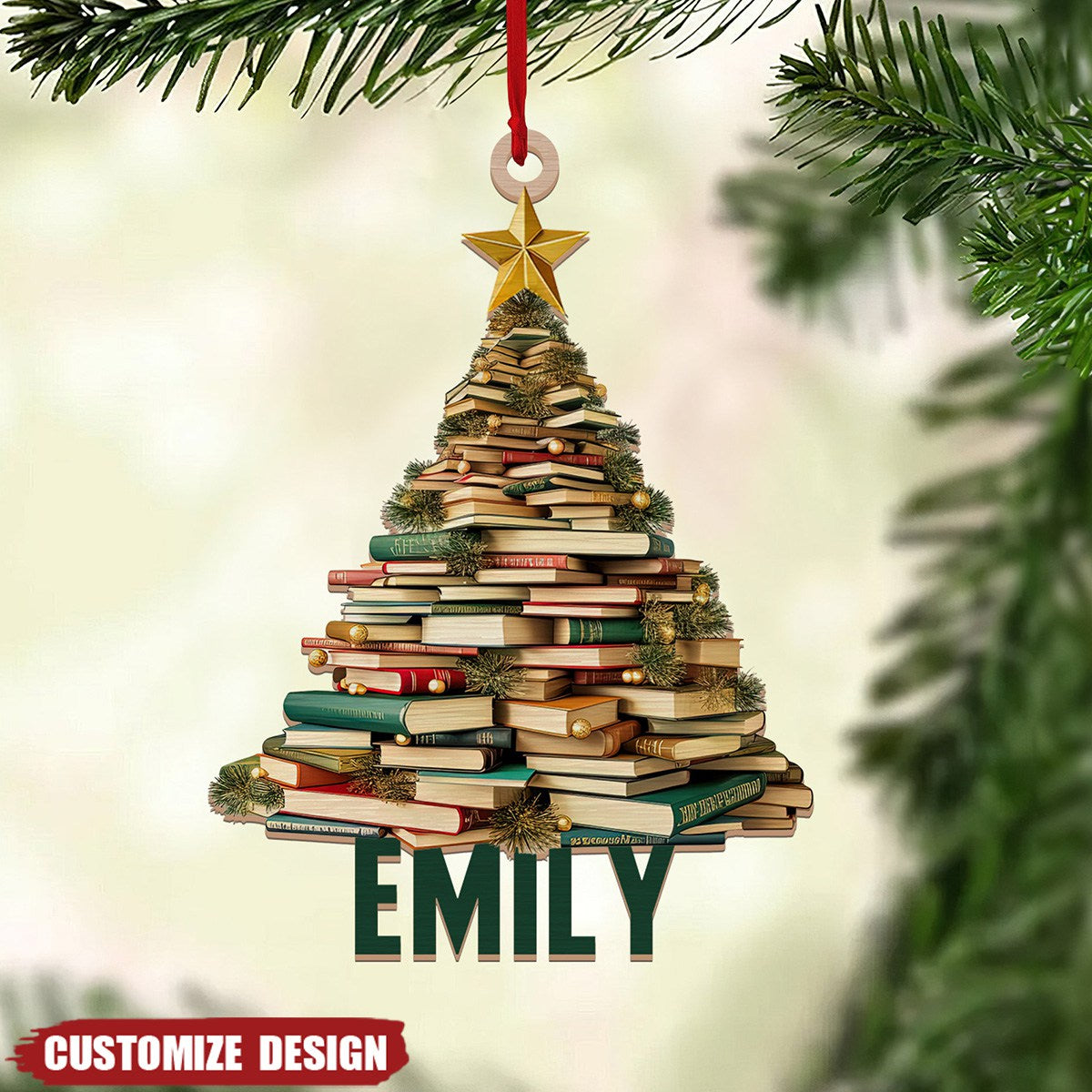 2024 New Release Personalized Name Book Christmas Tree Wood Ornament