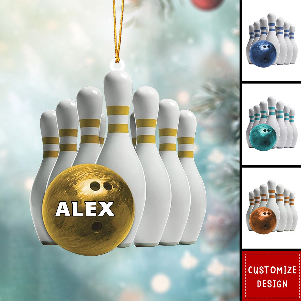 2024 New Release Personalized Bowling Acrylic Christmas Ornament Gift For Bowling Lovers