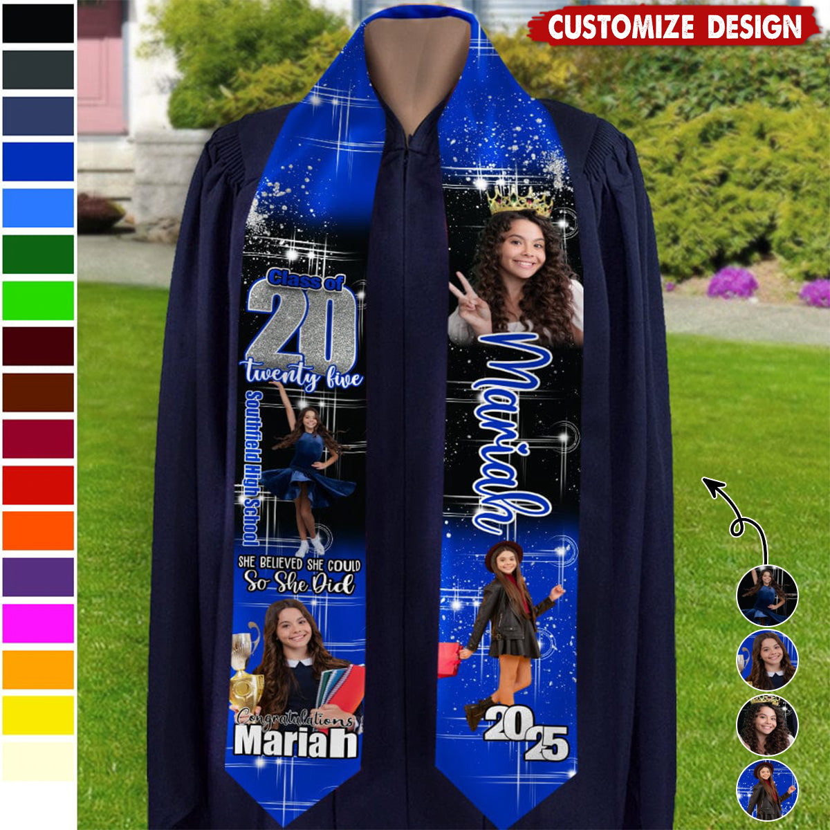 Personalized Photo She Believed She Could So She Did Graduation Gift Stoles