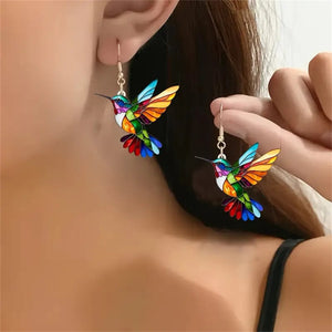 Colorful Hummingbird Earrings - Gift For Bird Lovers