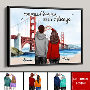 Personalized Couple Bridge Landscape Poster, Valentine's Day Gift, Anniversary Gift for Couples