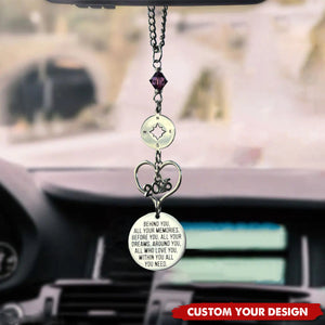 Personalized Behind you All Your Dreams Rearview Mirror Car Ornament, Graduation Gift For Her/Him