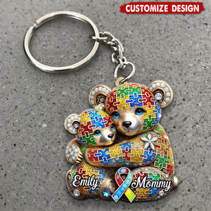 Mama Bear - Personalized Autism Awareness Keychain