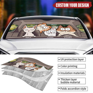 Cat's Trip - Cat Personalized Custom Auto Windshield Sunshade, Car Window Protector - Gift For Pet Owners