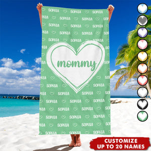 Grandkids, Kids Names For Grandma, Mom - Personalized Beach Towel