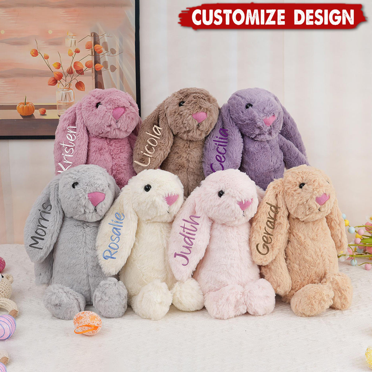 Personalized Embroidered Bunny Rabbit - Gift For Your Loved One