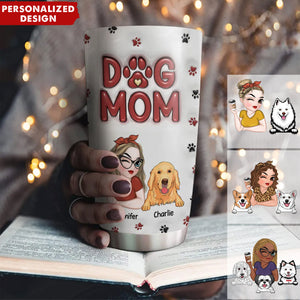 Lovely Dog Mom-Personalized Custom 3D Inflated Effect Tumble-Gift For Dog Lovers