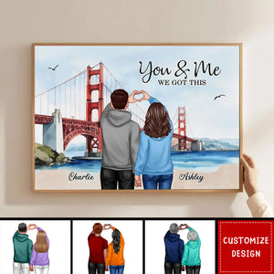 Personalized Couple Bridge Landscape Poster, Valentine's Day Gift, Anniversary Gift for Couples