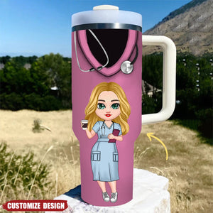 Nurse Life Pretty Doll Nurse Personalized 40oz Tumbler With Handle