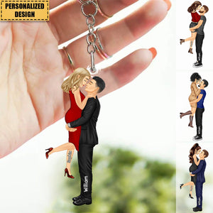 New Release - Couple Kiss Personalized Keychain, Anniversary Gift For Wife,Husband