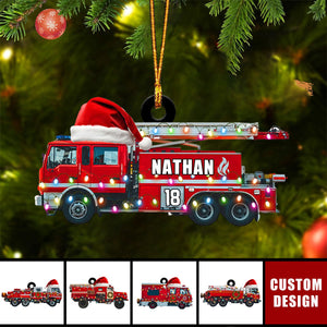 Personalized Firefighter Red Truck Christmas Ornament - 2024 New Release