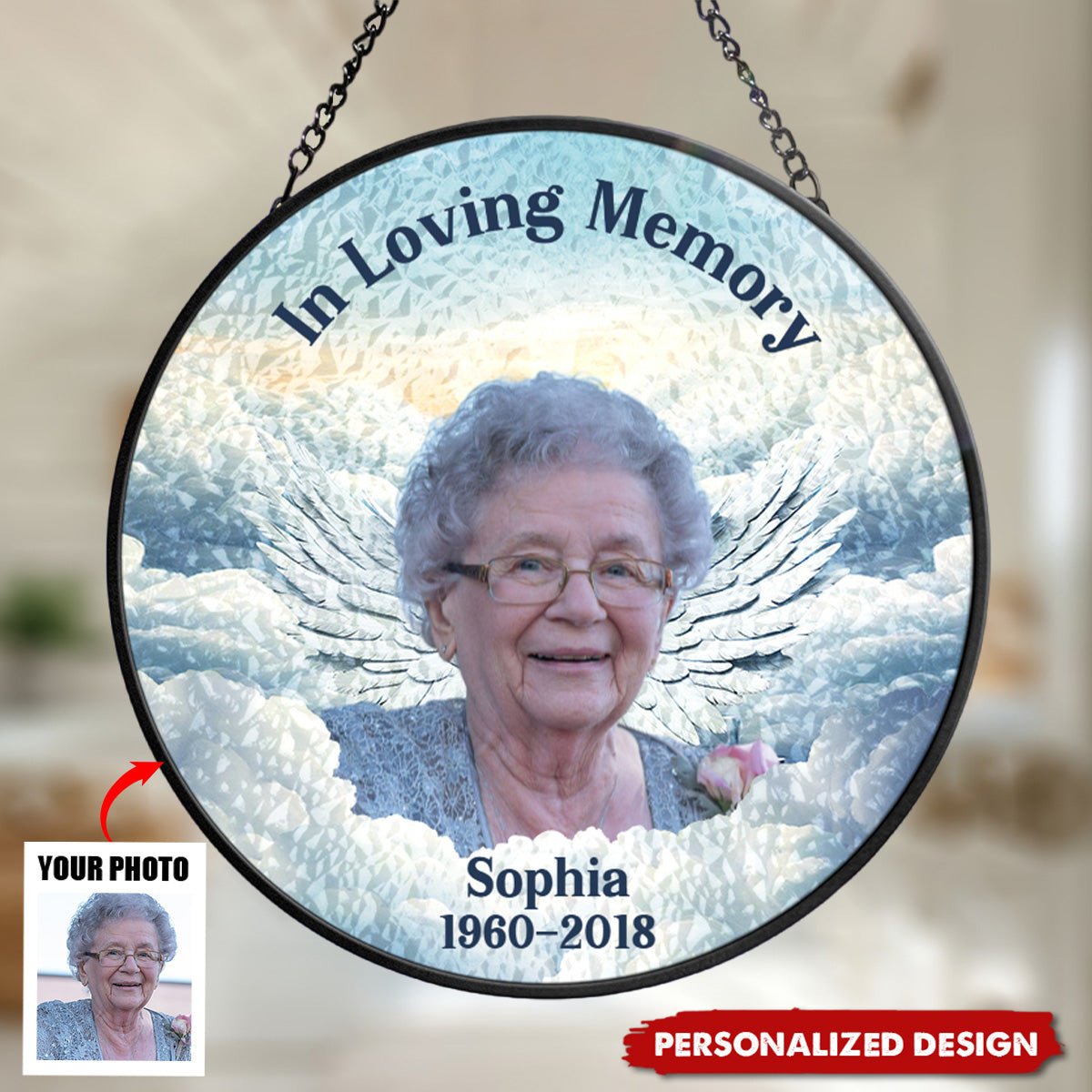 In Loving Memory Memorial Heaven-Personalized Window Hanging Suncatcher