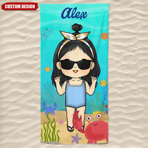 Summer, Beach, Pool, Travel - Personalized Girl Boy Beach Towel