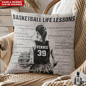 Personalized Basketball Life Lessons Pillow-Gift For Basketball Lovers