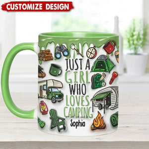 Just A Girl Who Loves Camping - Personalized Camping Accent Mug