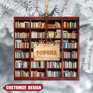 Personalized Bookshelf Shape Ornaments - Gift for Book Lover - 2024 New Release