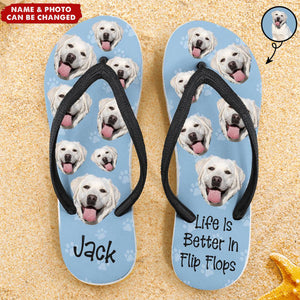 Life Is Better In Flip Flops Custom Photo - Personalized Photo Flip Flops