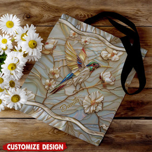 Stained Glass Hummingbird Personalized Tote Bag - Gift For Bird Lovers