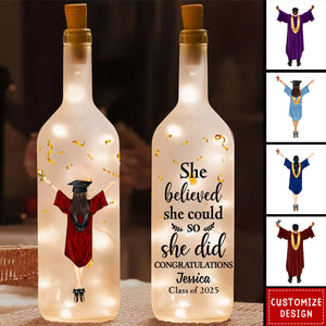 Personalized Graduation 'She Did It' Bottle Lamp