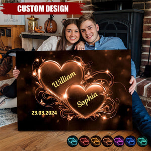 Double Heart Personalized Couple Poster, Anniversary Gift for Couple