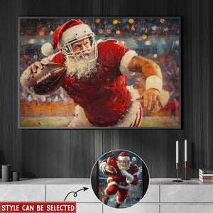 Funny Christmas Santa On The Field American Football Poster - Gift For American Football Lovers