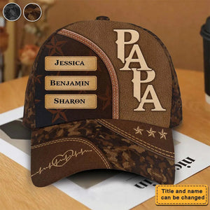 Personalized Gift For Grandpa Papa Dad Custom Kids Name Classic Cap