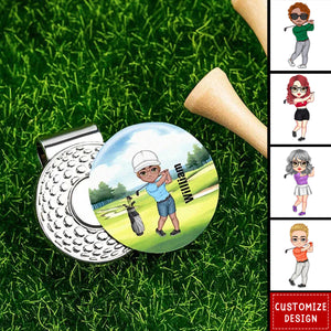 Personalized Cartoon Character Golf Ball Marker Magnetic Hat Clip with Name Gift for Golf Player