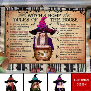 Witch's Home Rules Of The House Area Rug Carpet - Personalized Halloween Doormat