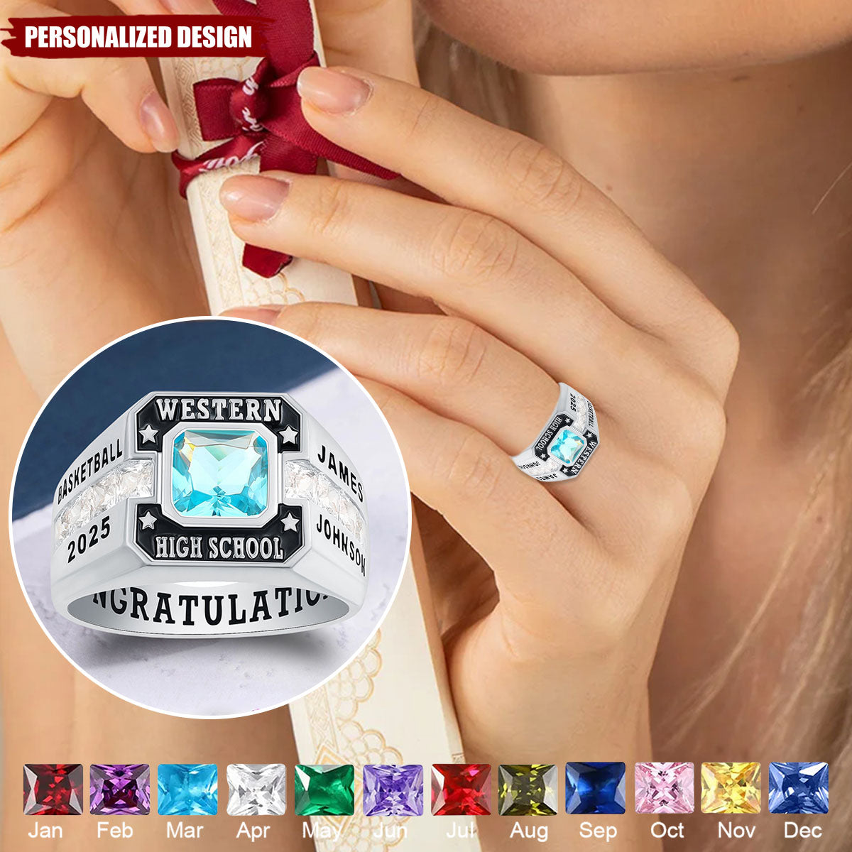 Personalized University/High Class Rings-Graduation Gift