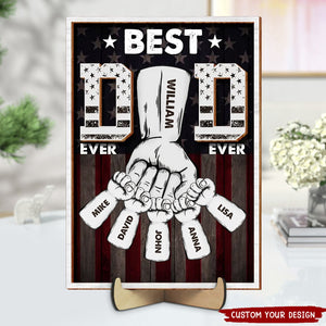 Personalized Gifts For Dad Wood Sign Best Dad Ever - Personalized 2-Layered Wooden Plaque With Stand