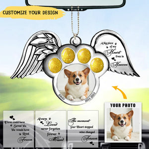 Personalized Memorial Dog Wings Aluminum Ornament - Upload Pet Photo - The Moment Your Heart Stopped Mine Changed Forever