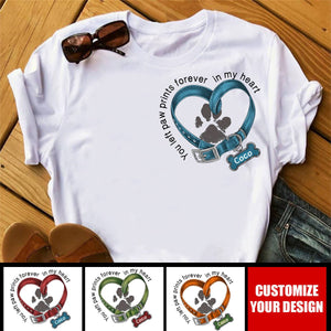 You Left Paw Prints Forever In My Heart Personalized Dog T-shirt Gift Idea For Dog Lover