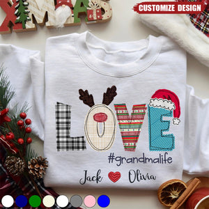 Personalized Mimi Applique And Grandkids Sweatshirt