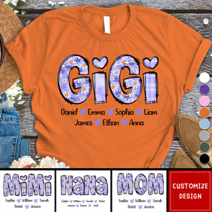 Custom Gigi Purple Daisy With Grandkids Mother's Day TH T-Shirt