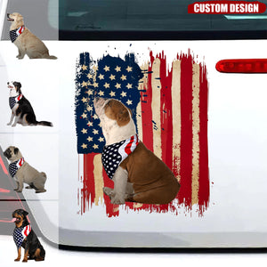 Personalized America dog flag printed decal -  gift for dog lovers