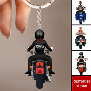 Personalized Motorcycle Girl Keychain - Best Gift For Bikers