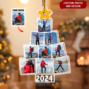 Photo Hiking Christmas Tree - Personalized Acrylic Photo Ornament