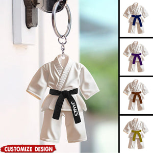 Personalized Black Belt Keychain -  Karate,Jiu-Jitsu Gift